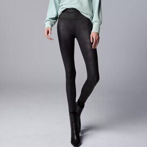 SIMPLY VERA WANG FAUX LEATHER BLACK LEGGINGS